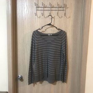 Gap Gray Sweater with White Stripes size Medium